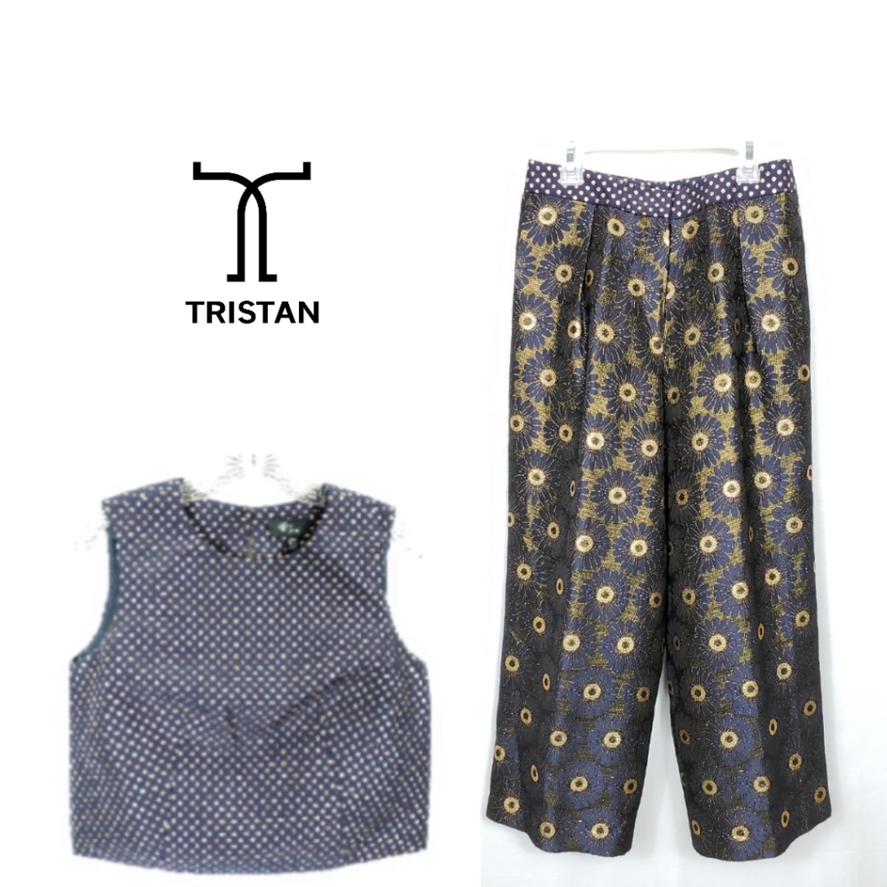 Tristan Luxe Metallic Polka Dot Capri Set